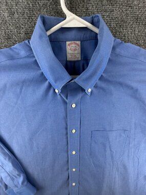 Brooks Brothers Blue 17.5 33 Button Down Shirt Long Sleeve Cotton Traditional